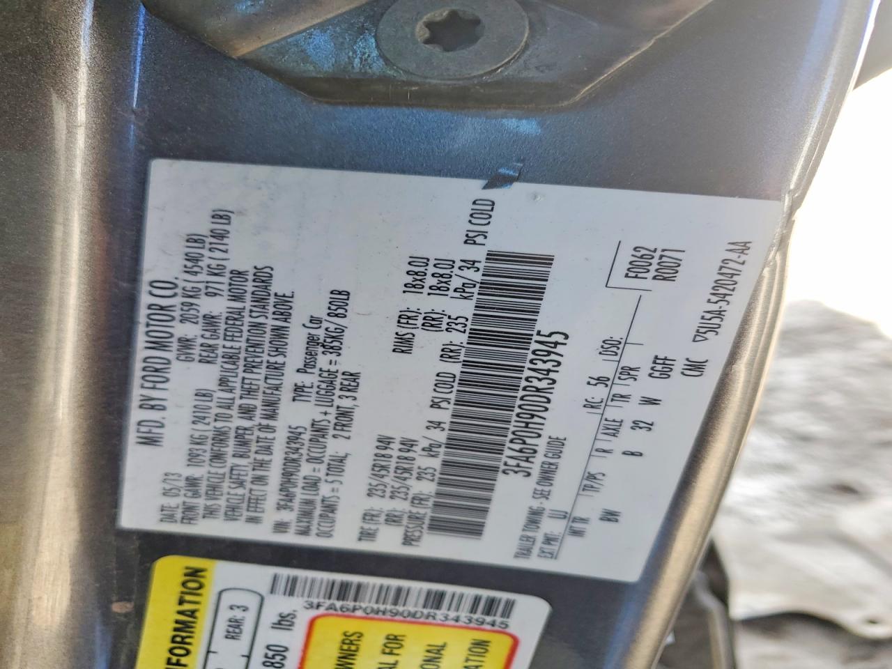 2013 FORD FUSION SE photo 12