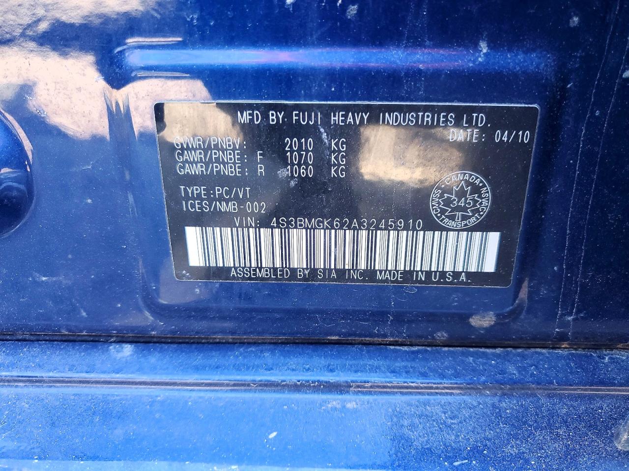 2010 SUBARU LEGACY 2.5I LIMITED photo 12