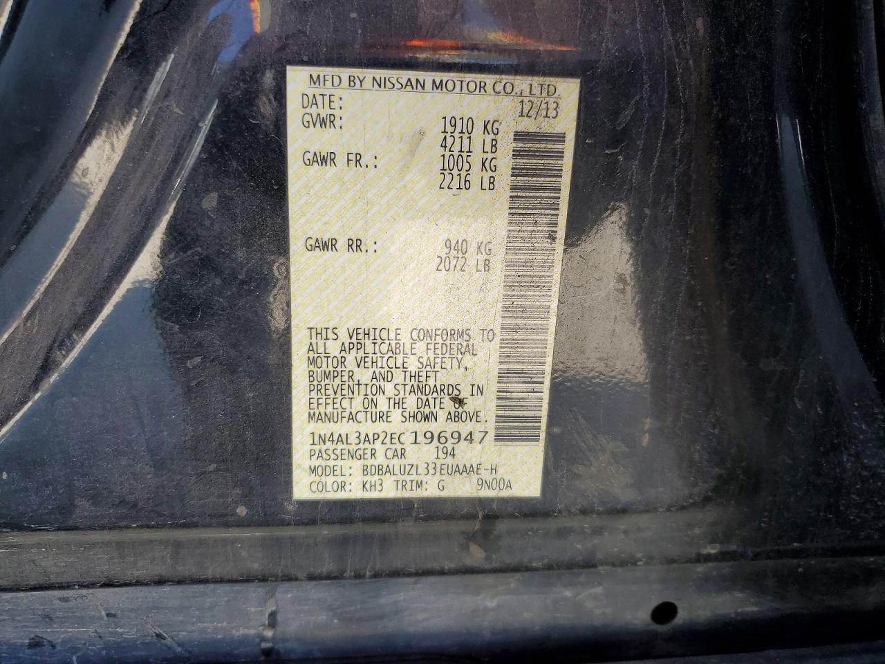 2014 NISSAN ALTIMA 2.5 SV photo 12