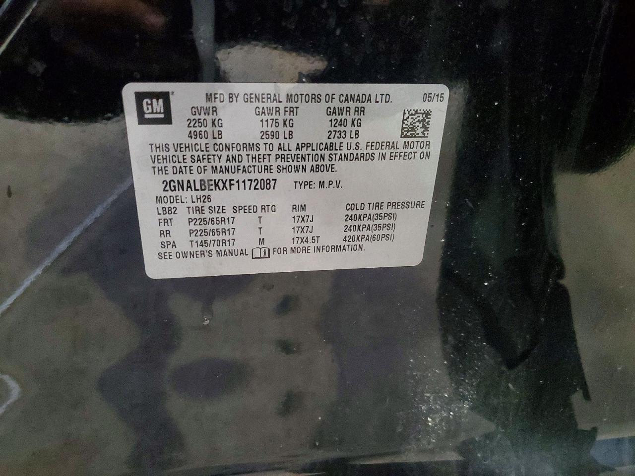 2015 CHEVROLET EQUINOX LT photo 13