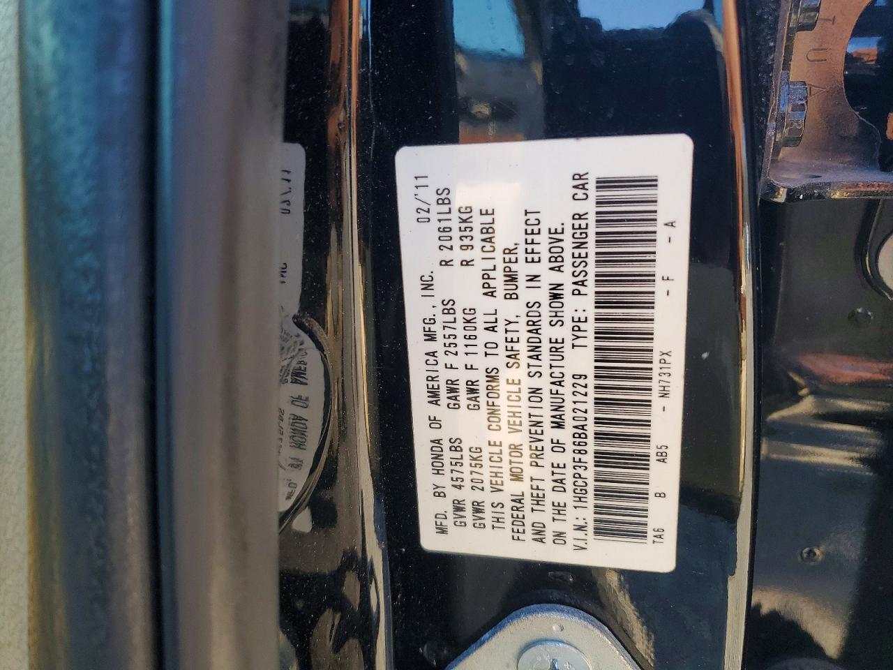 2011 HONDA ACCORD photo 13