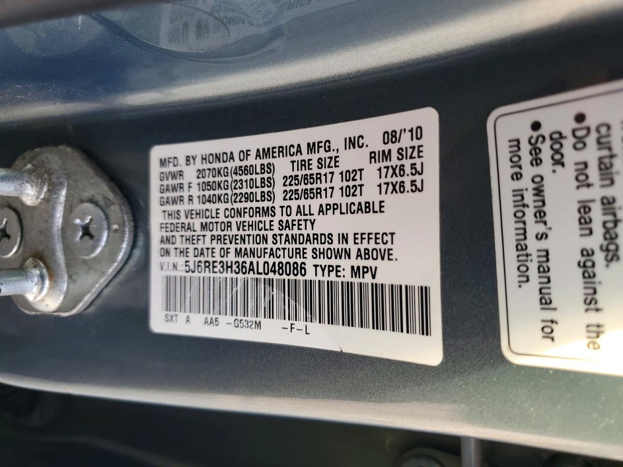 2010 HONDA CR-V LX photo 13