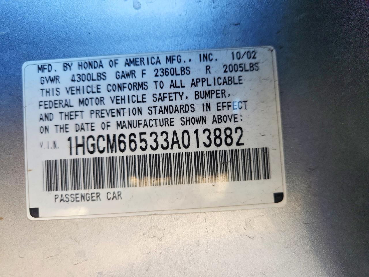 2003 HONDA ACCORD EX photo 13