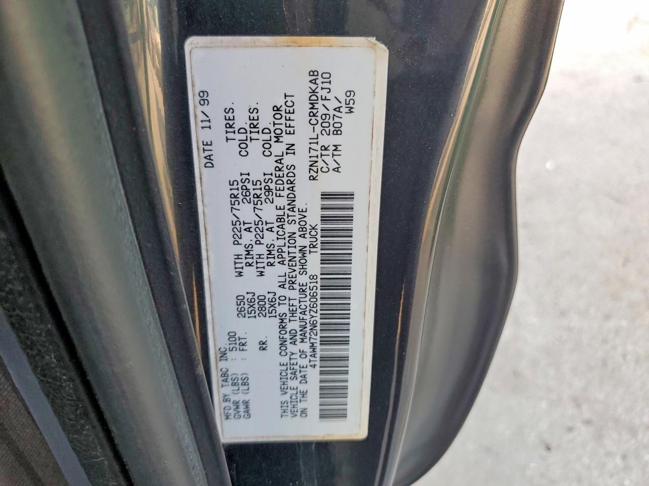 2000 TOYOTA TACOMA BASE photo 12