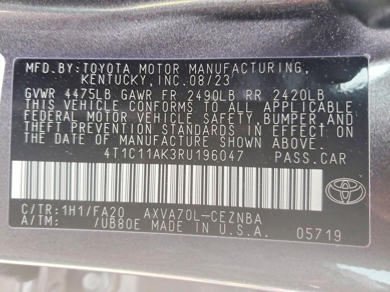 2024 TOYOTA CAMRY LE photo 12