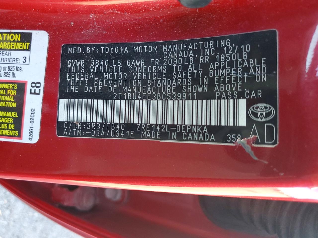2011 TOYOTA COROLLA LE photo 12