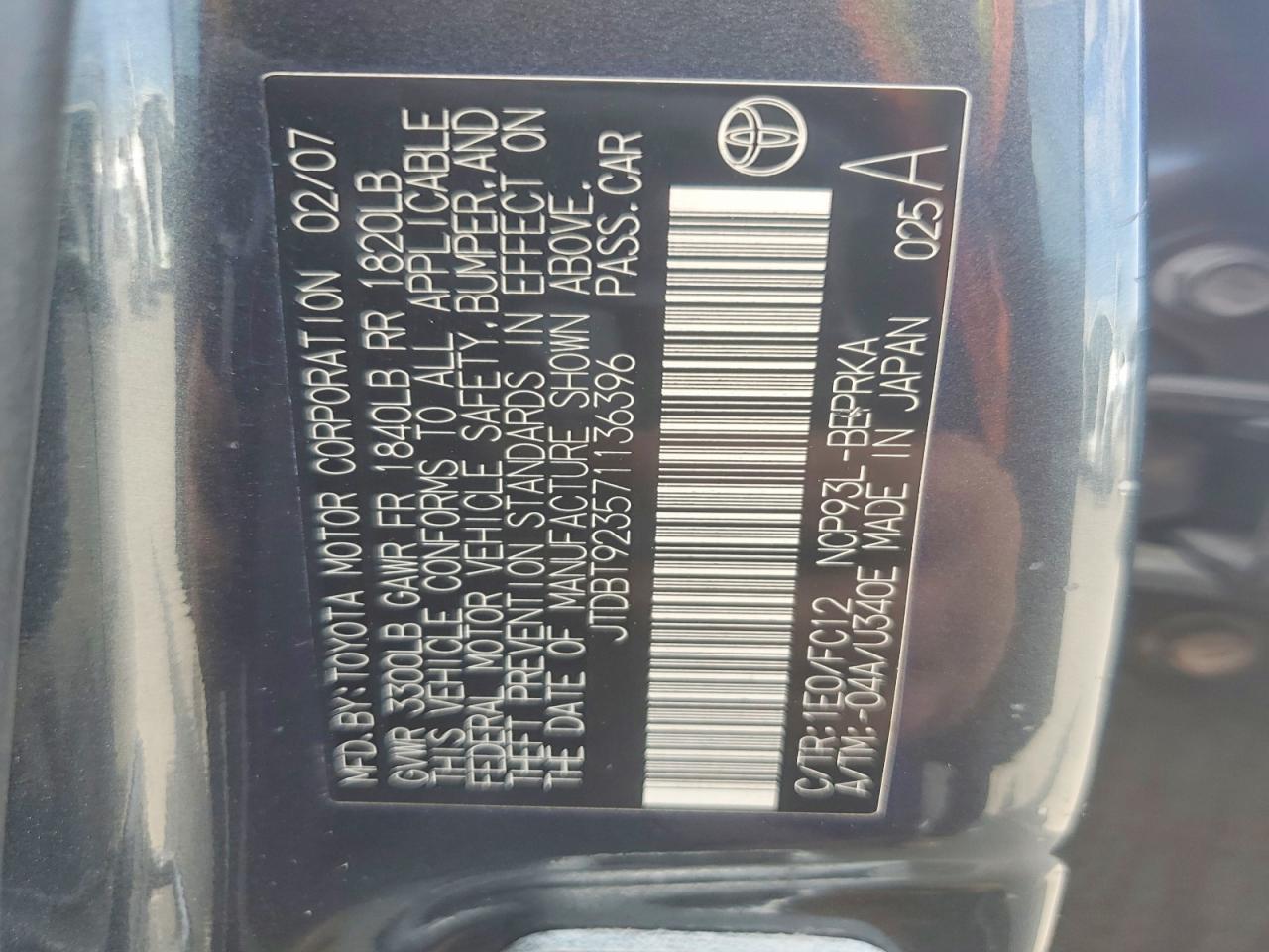 2007 TOYOTA YARIS BASE photo 23