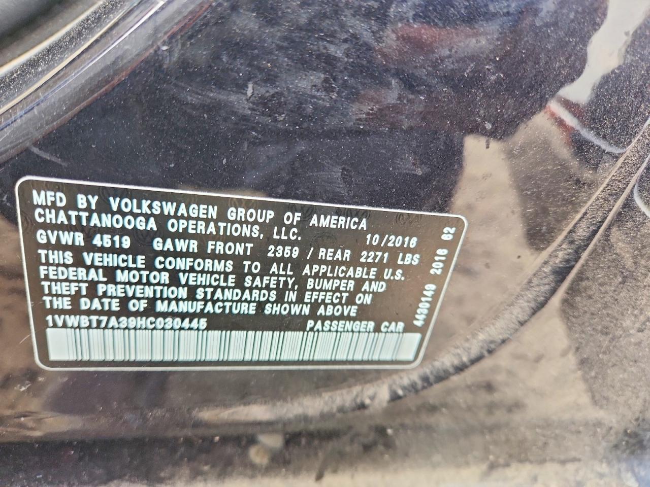 2017 VOLKSWAGEN PASSAT SE photo 12