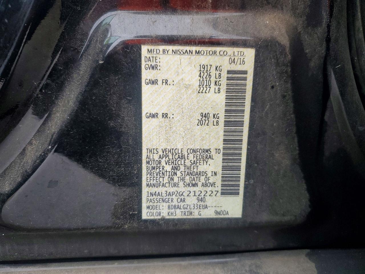 2016 NISSAN ALTIMA 2.5 S photo 12