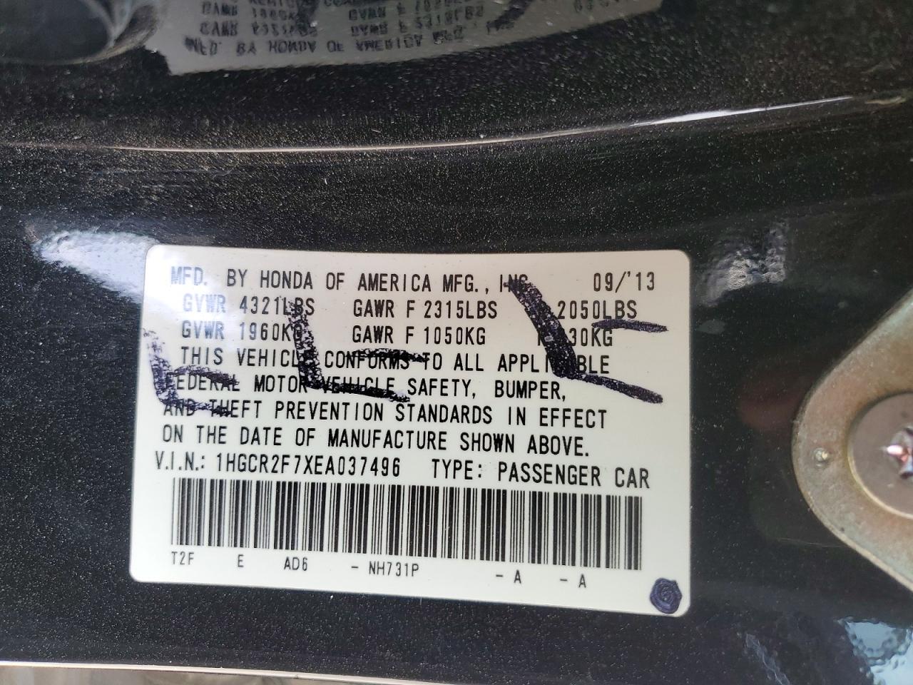 2014 HONDA ACCORD EX photo 25