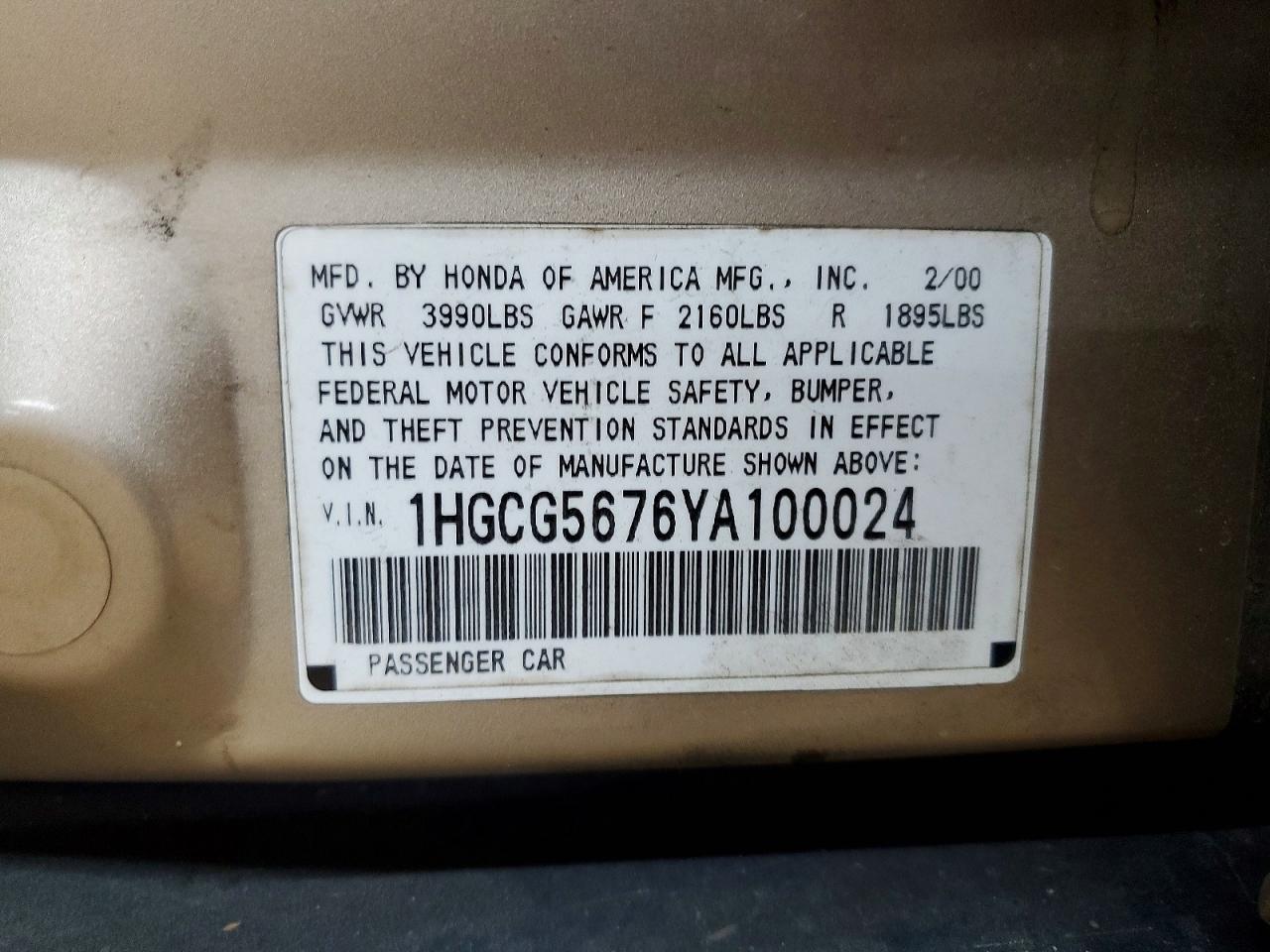 2000 HONDA ACCORD SE photo 23