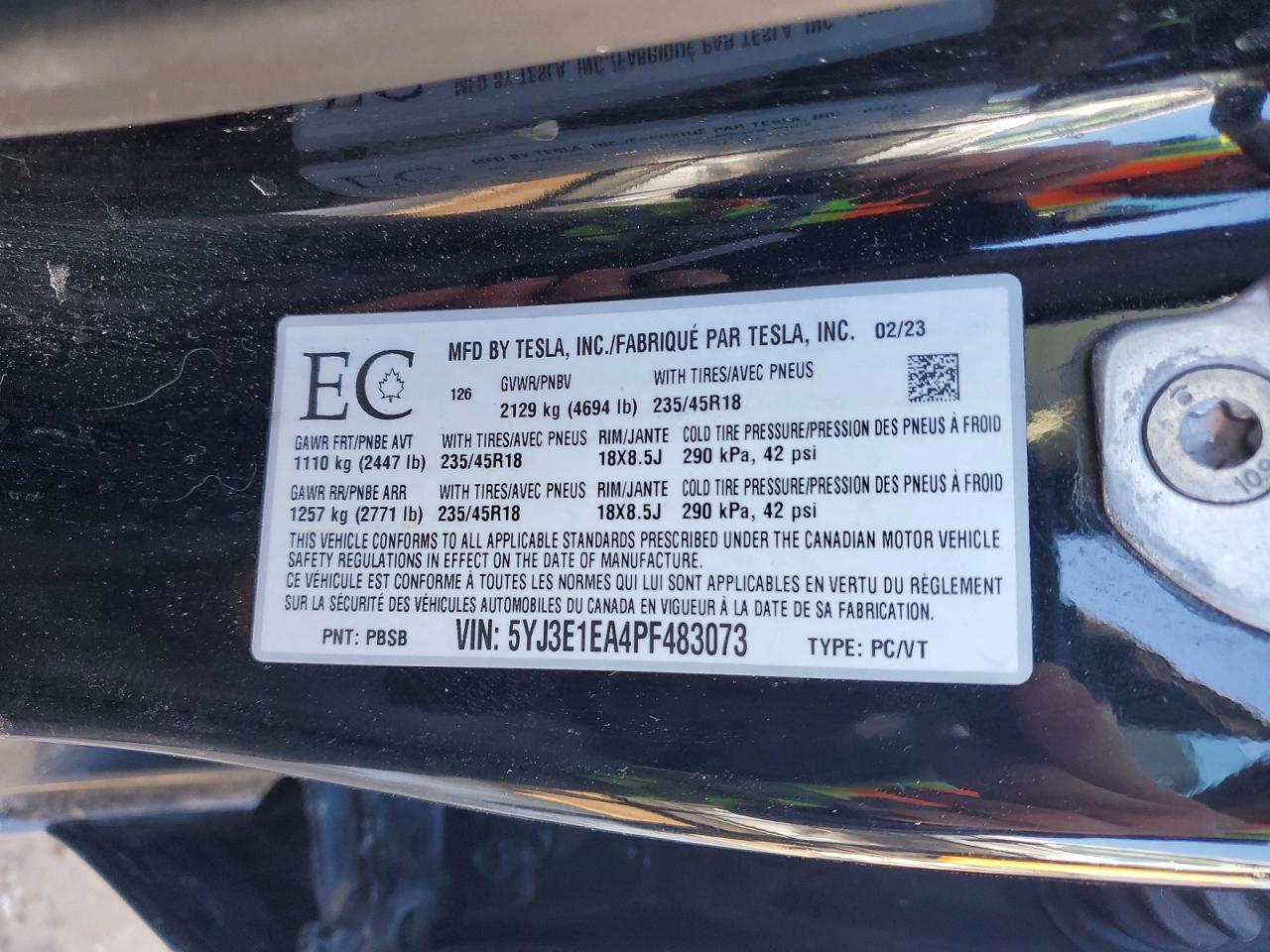 2023 TESLA MODEL 3 photo 13