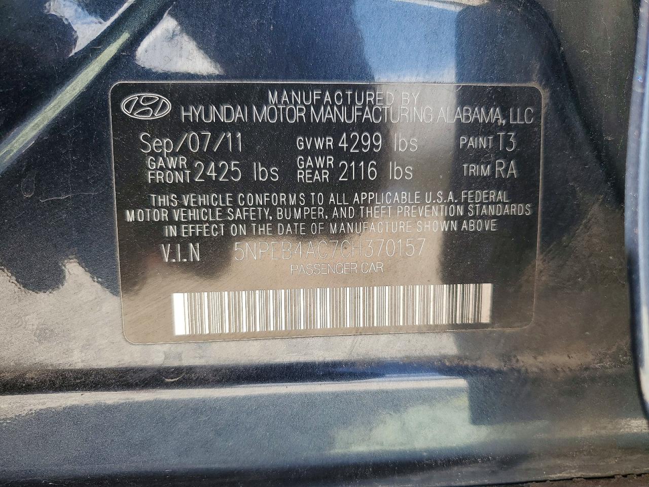 2012 HYUNDAI SONATA GLS photo 12