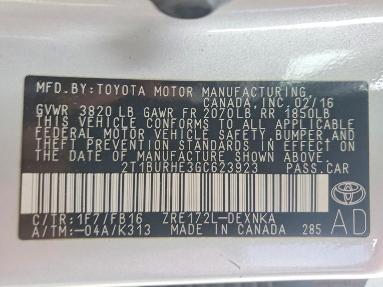 2016 TOYOTA COROLLA LE photo 34