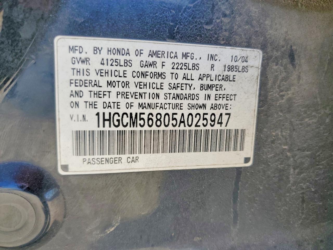 2005 HONDA ACCORD EX photo 23