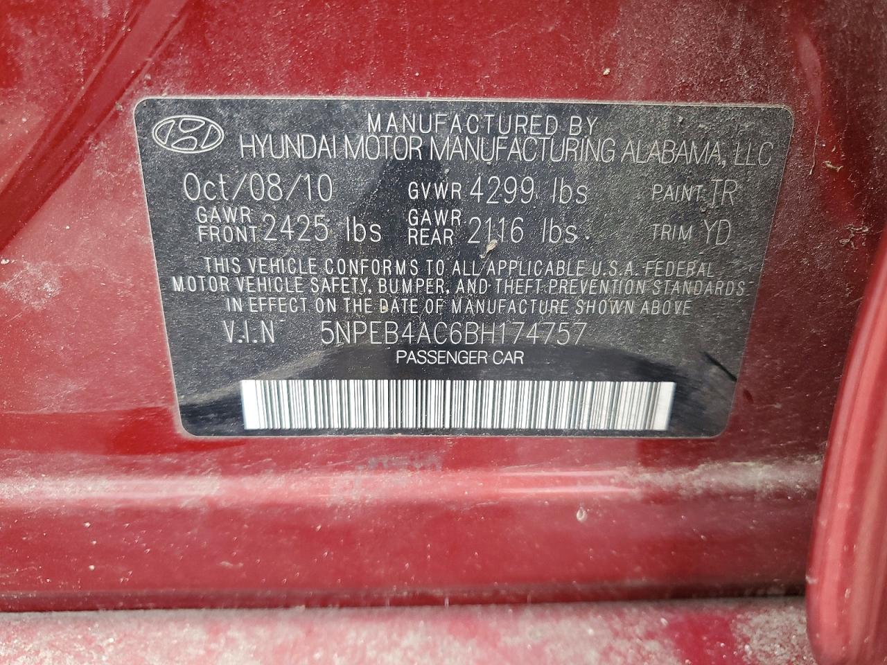 2011 HYUNDAI SONATA MIDDLE-LOW LEVEL photo 34