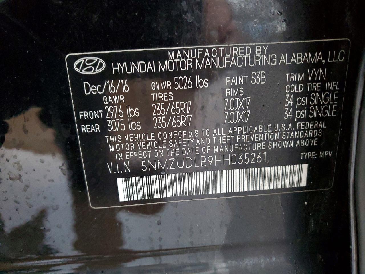 2017 HYUNDAI SANTA FE SPORT 2.4L photo 37