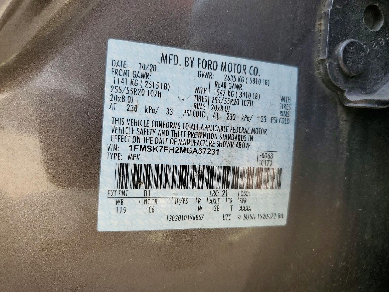2021 FORD EXPLORER LIMITED photo 13