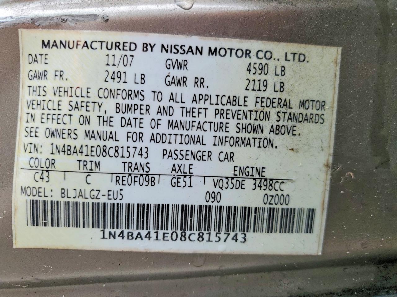 2008 NISSAN MAXIMA 3.5 SE photo 23