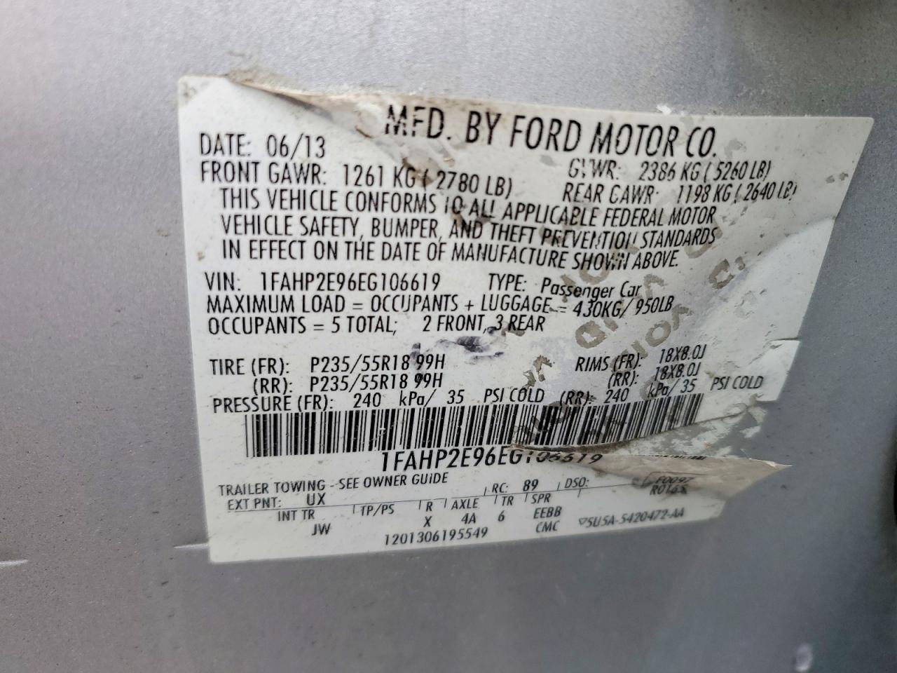2014 FORD TAURUS SEL photo 23