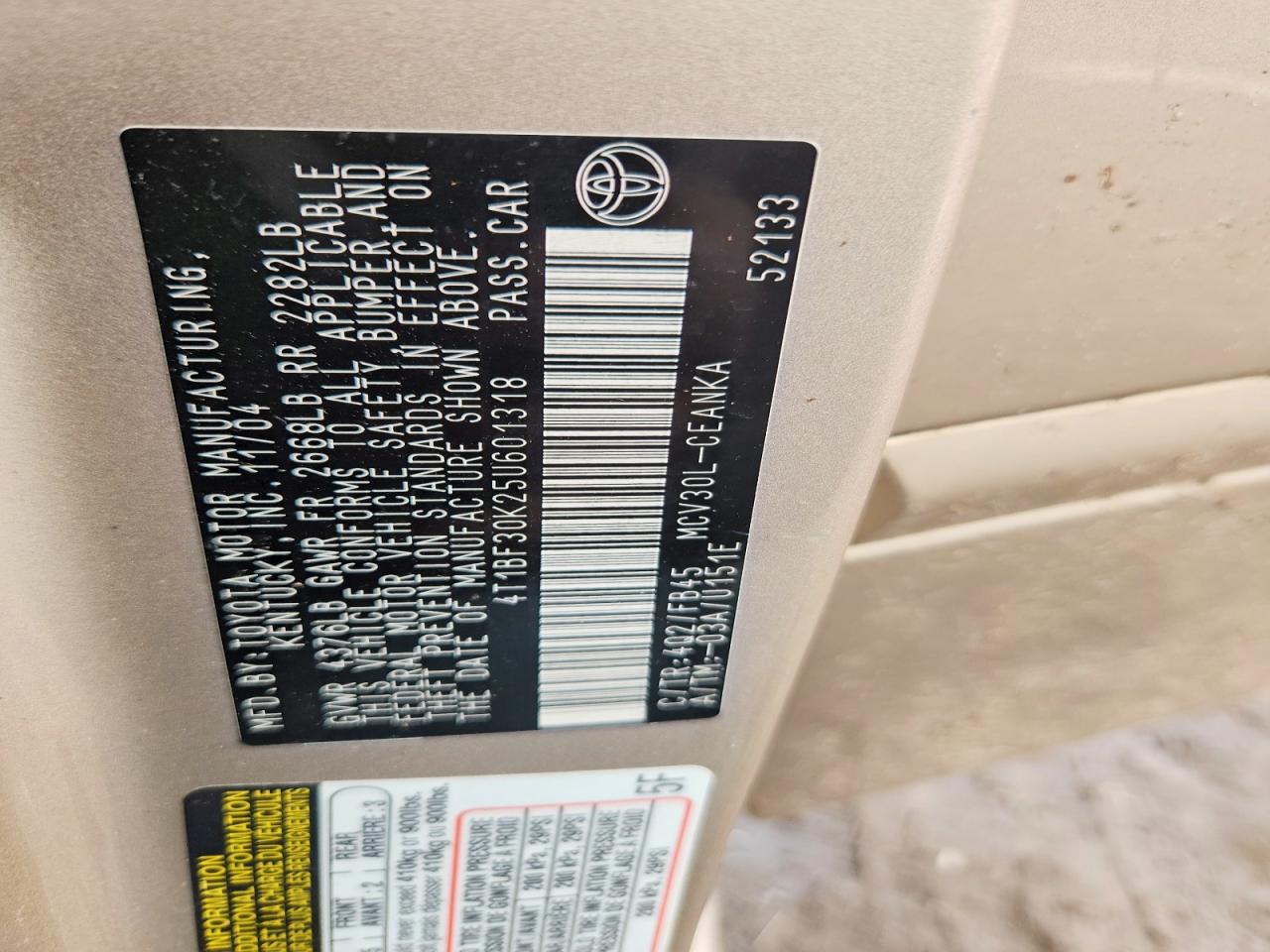 2005 TOYOTA CAMRY LE V6 photo 37