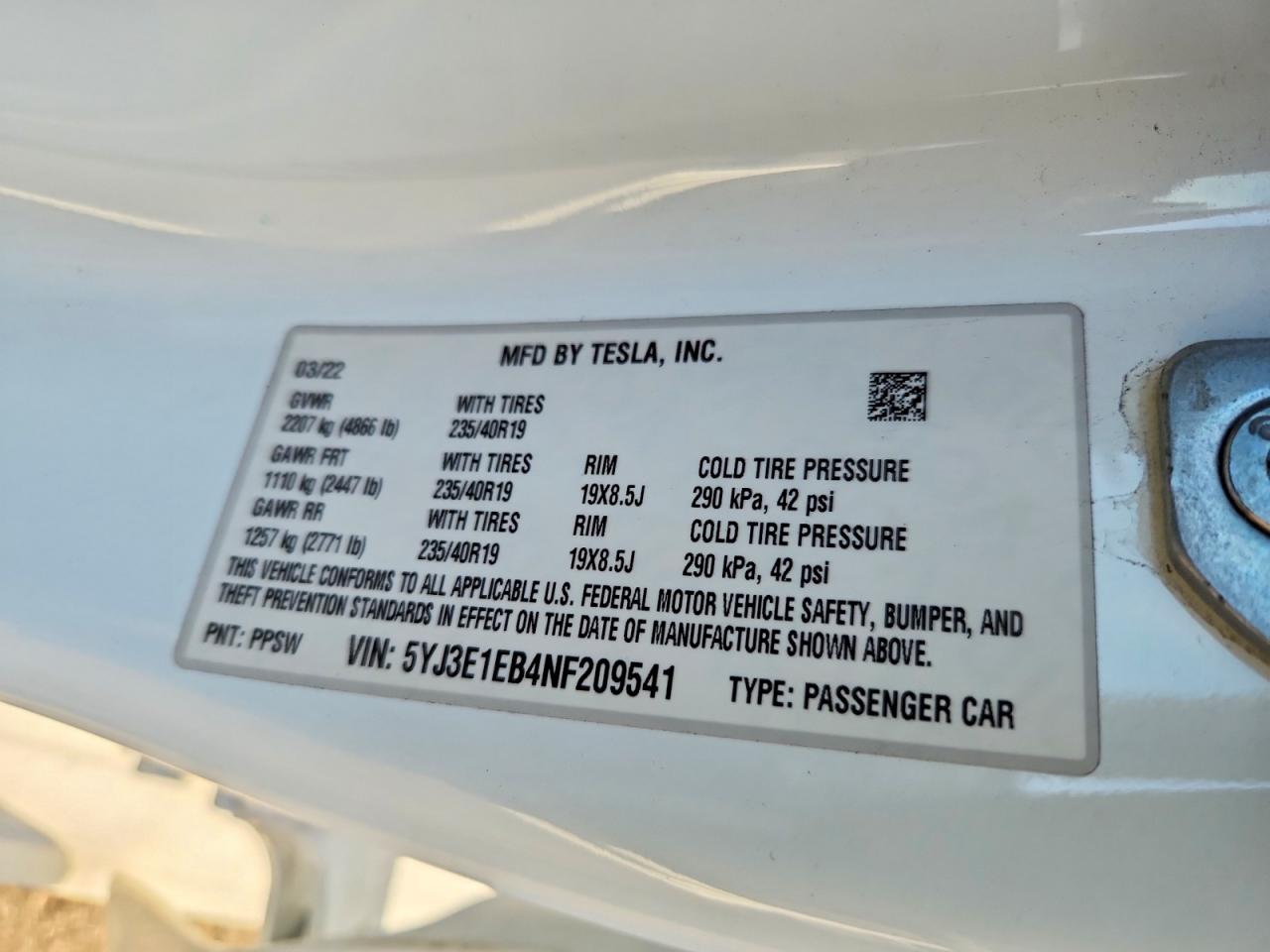 2022 TESLA MODEL 3 photo 12