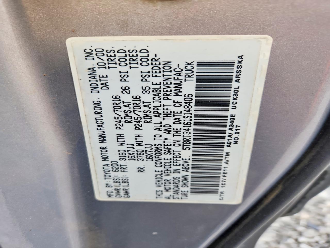 2001 TOYOTA TUNDRA SR5 photo 12