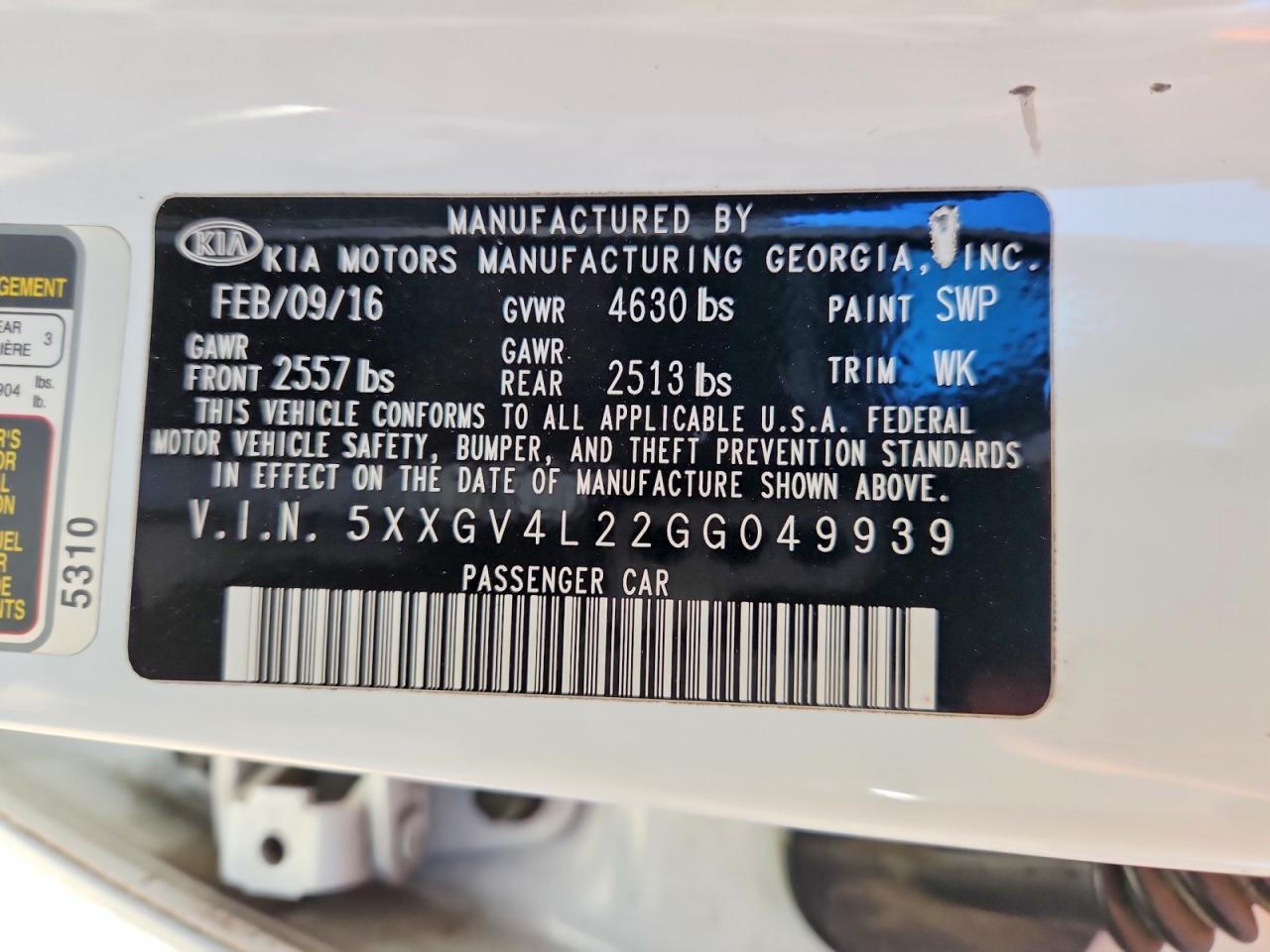 2016 KIA OPTIMA SXL TURBO photo 37