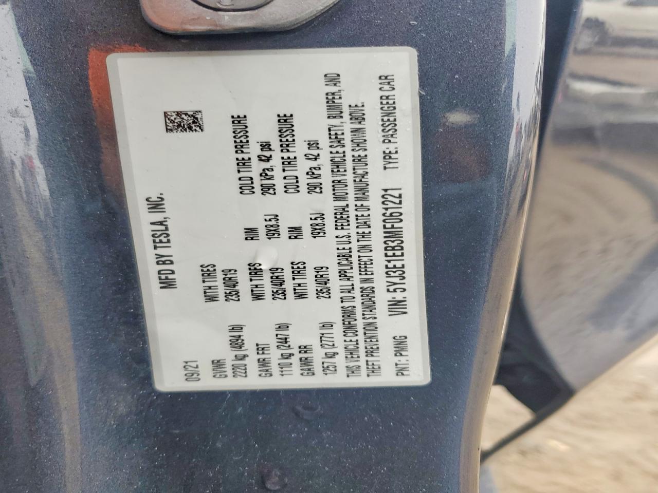 2021 TESLA MODEL 3 photo 13