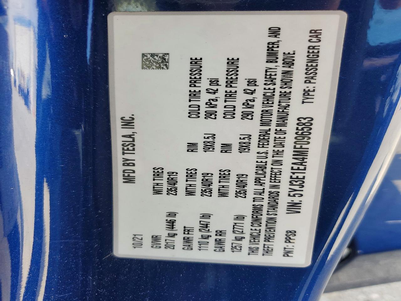 2021 TESLA MODEL 3 photo 12