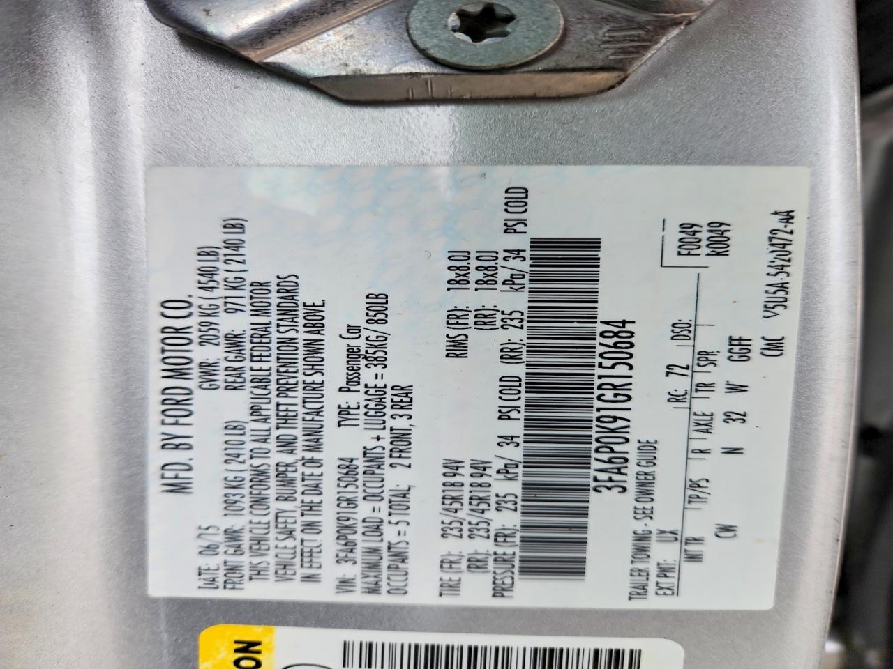 2016 FORD FUSION TITANIUM photo 23
