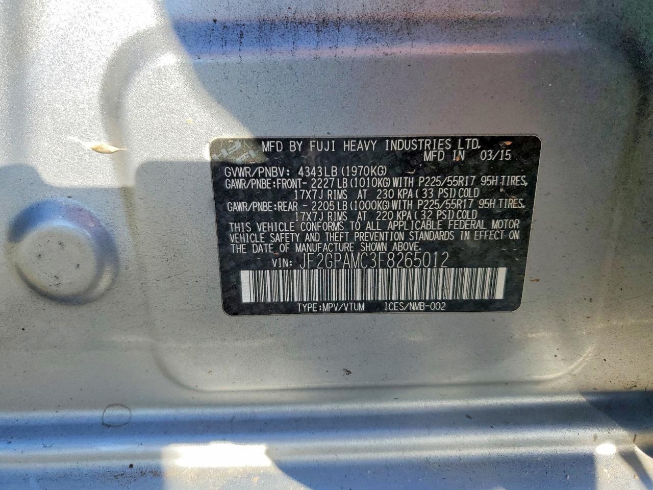 2015 SUBARU XV CROSSTREK 2.0 LIMITED photo 12