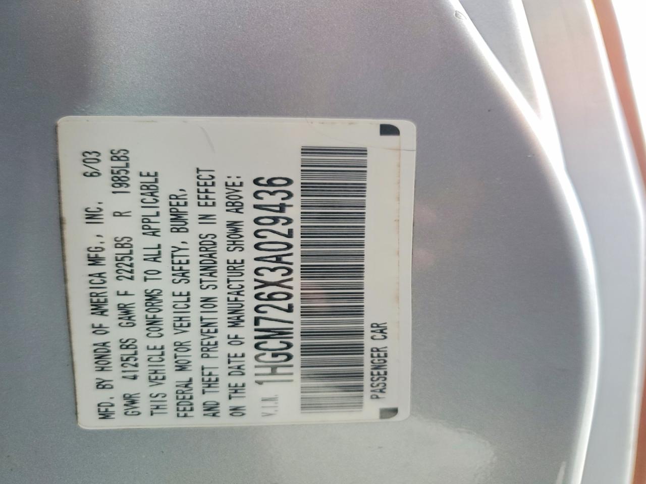 2003 HONDA ACCORD EX photo 23