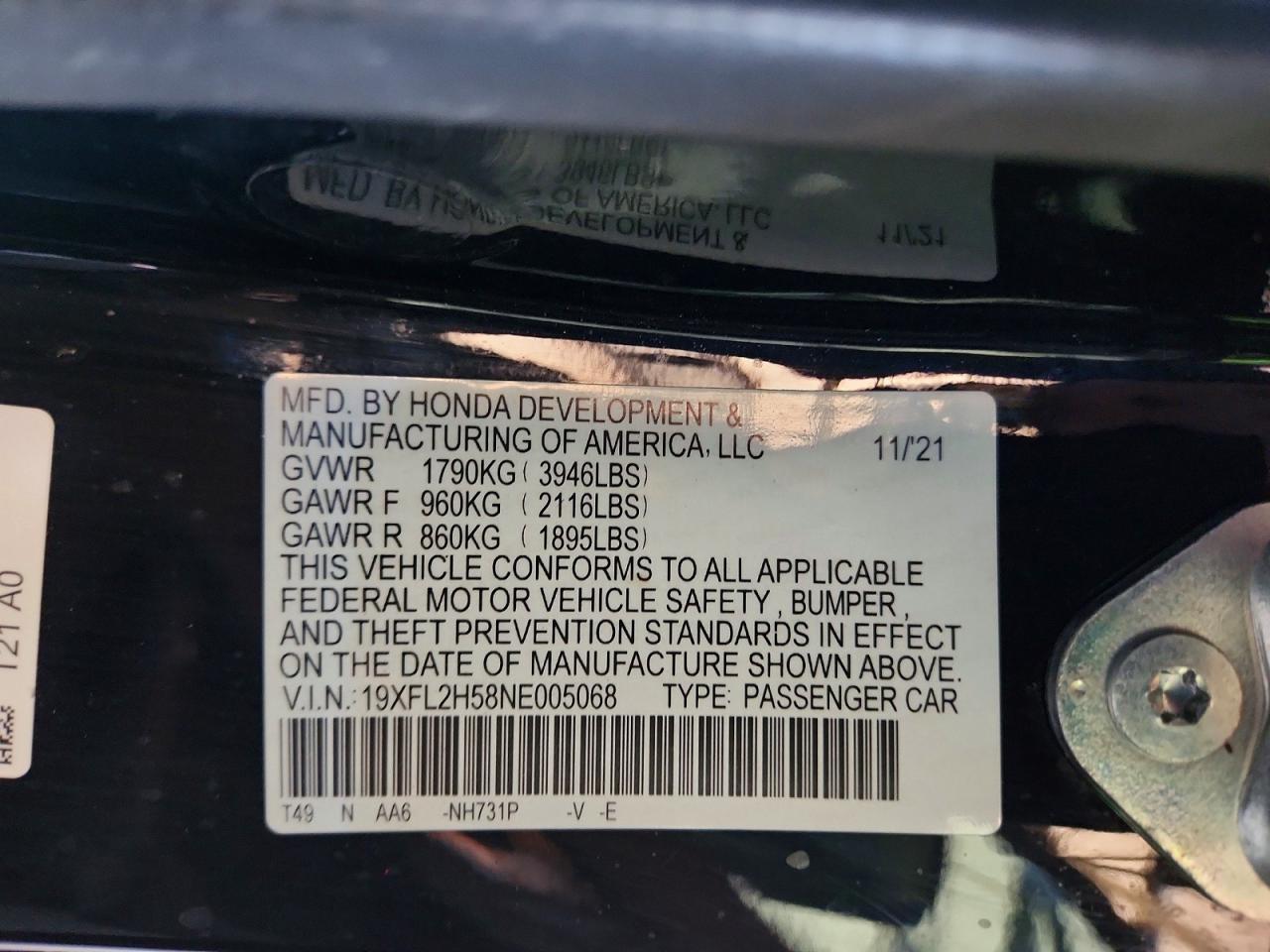 2022 HONDA CIVIC LX photo 13