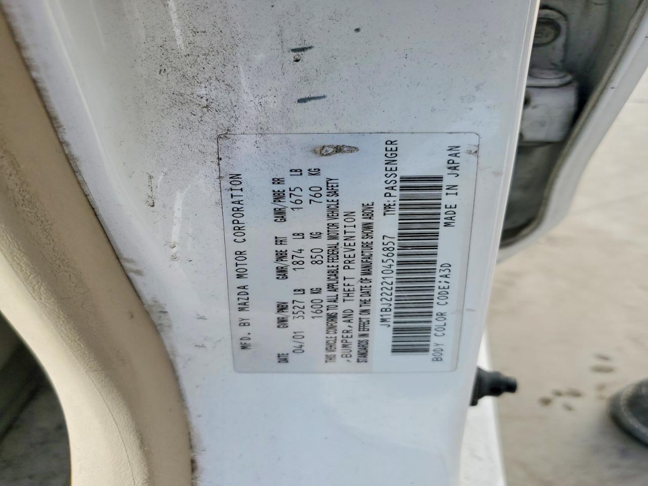 2001 MAZDA PROTEGE DX photo 23