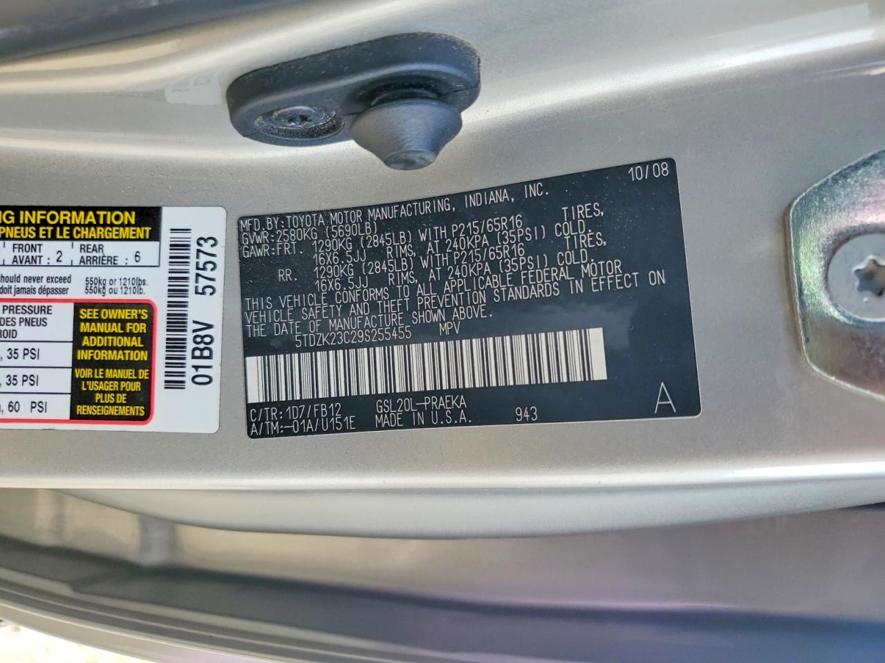 2009 TOYOTA SIENNA CE 8-PASSENGER photo 37