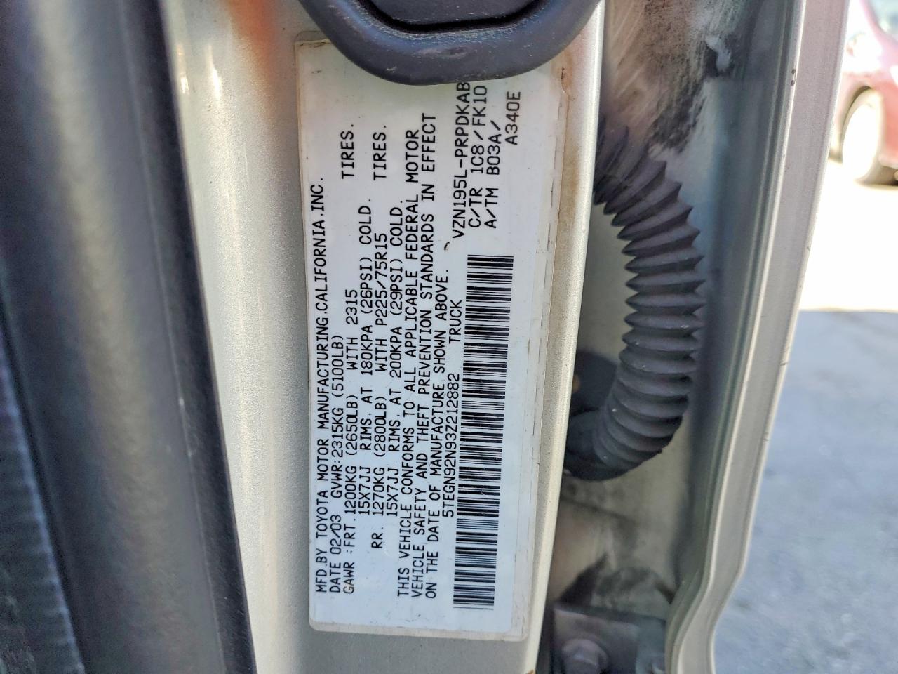 2003 TOYOTA TACOMA PRERUNNER V6 photo 23