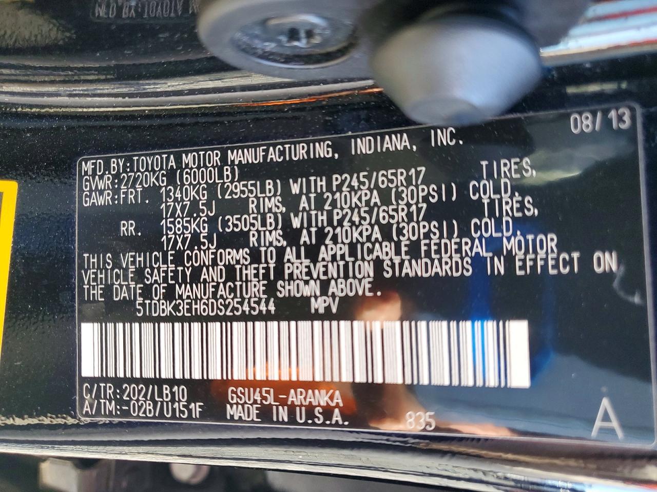 2013 TOYOTA HIGHLANDER SE photo 13