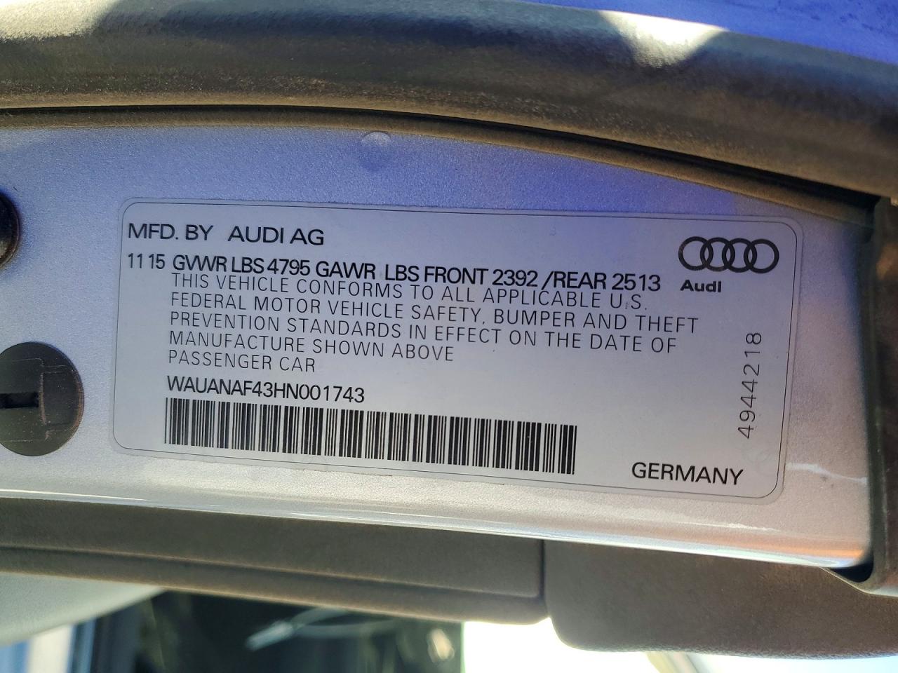 2017 AUDI A4 PREMIUM photo 23