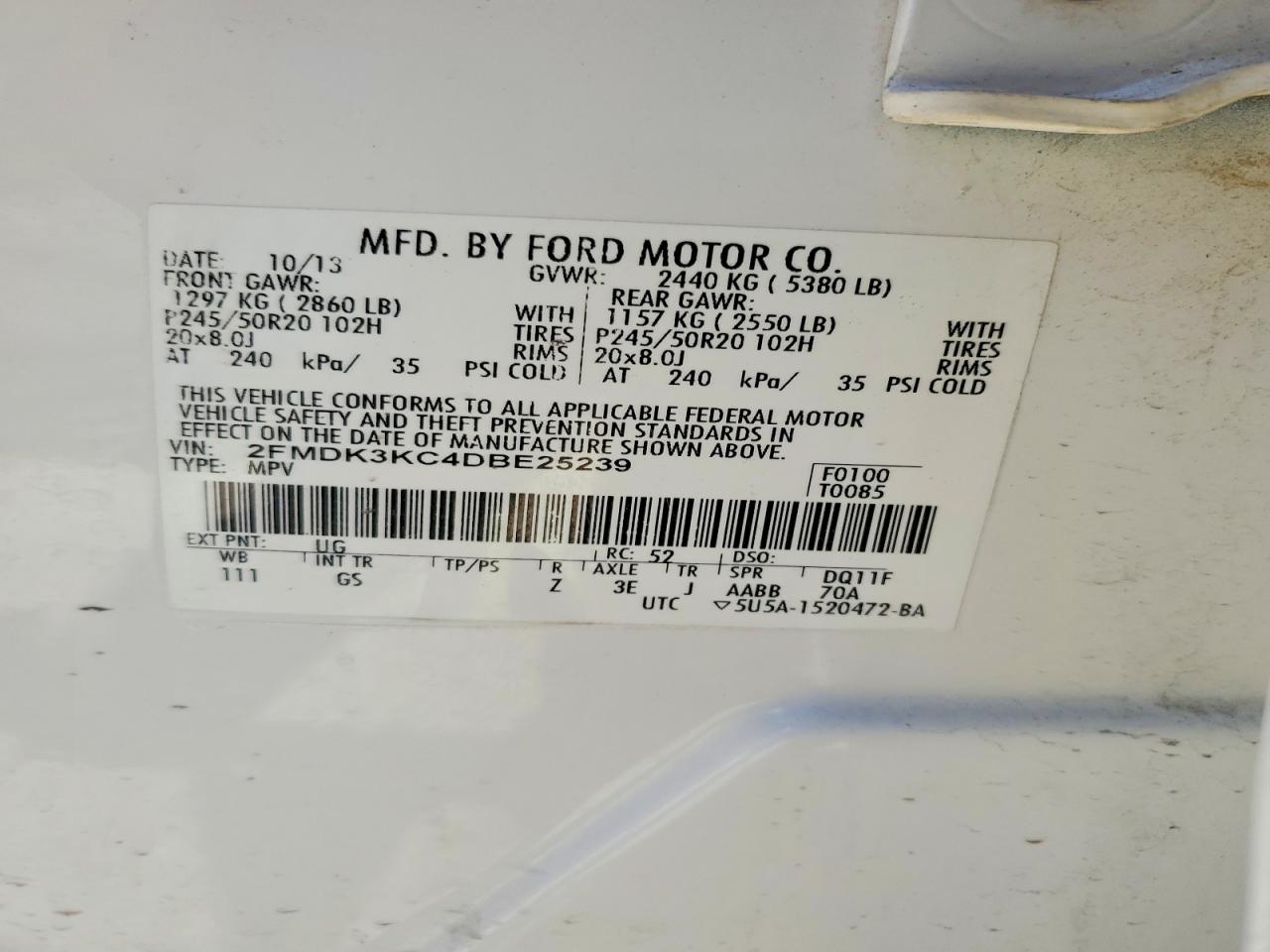 2013 FORD EDGE LIMITED photo 23