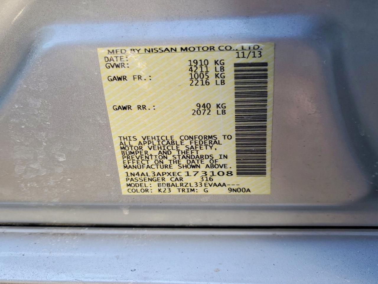 2014 NISSAN ALTIMA 2.5 S photo 34