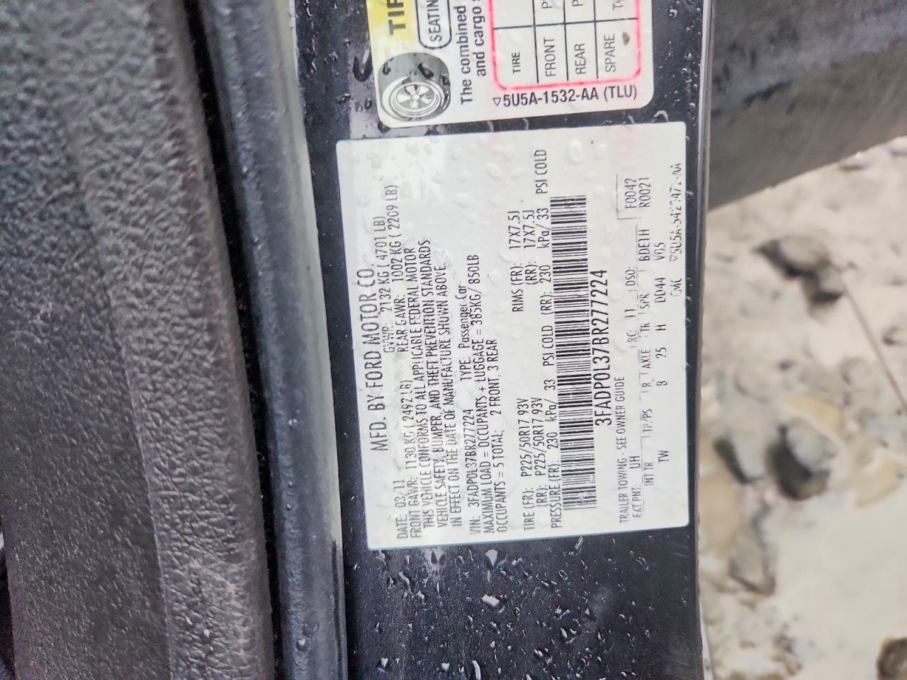 2011 FORD FUSION photo 23