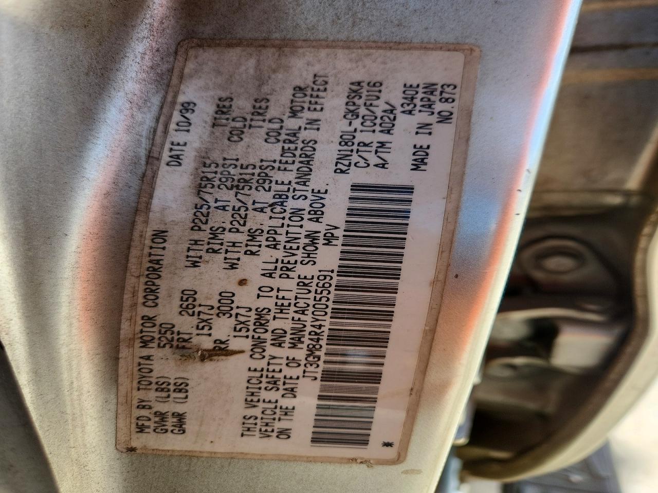 2000 TOYOTA 4RUNNER BASE photo 13
