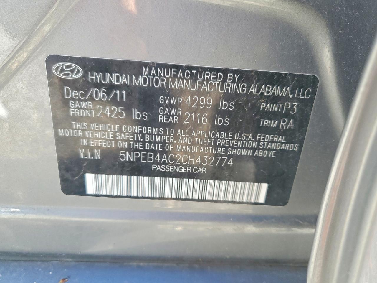 2012 HYUNDAI SONATA GLS photo 34