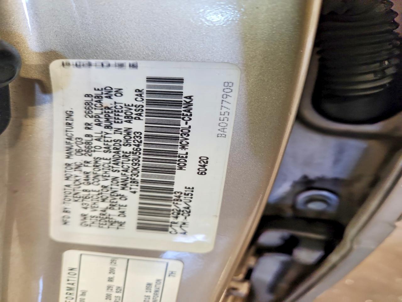 2003 TOYOTA CAMRY LE V6 photo 23