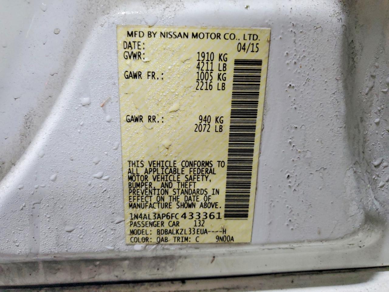 2015 NISSAN ALTIMA 2.5 SV photo 12