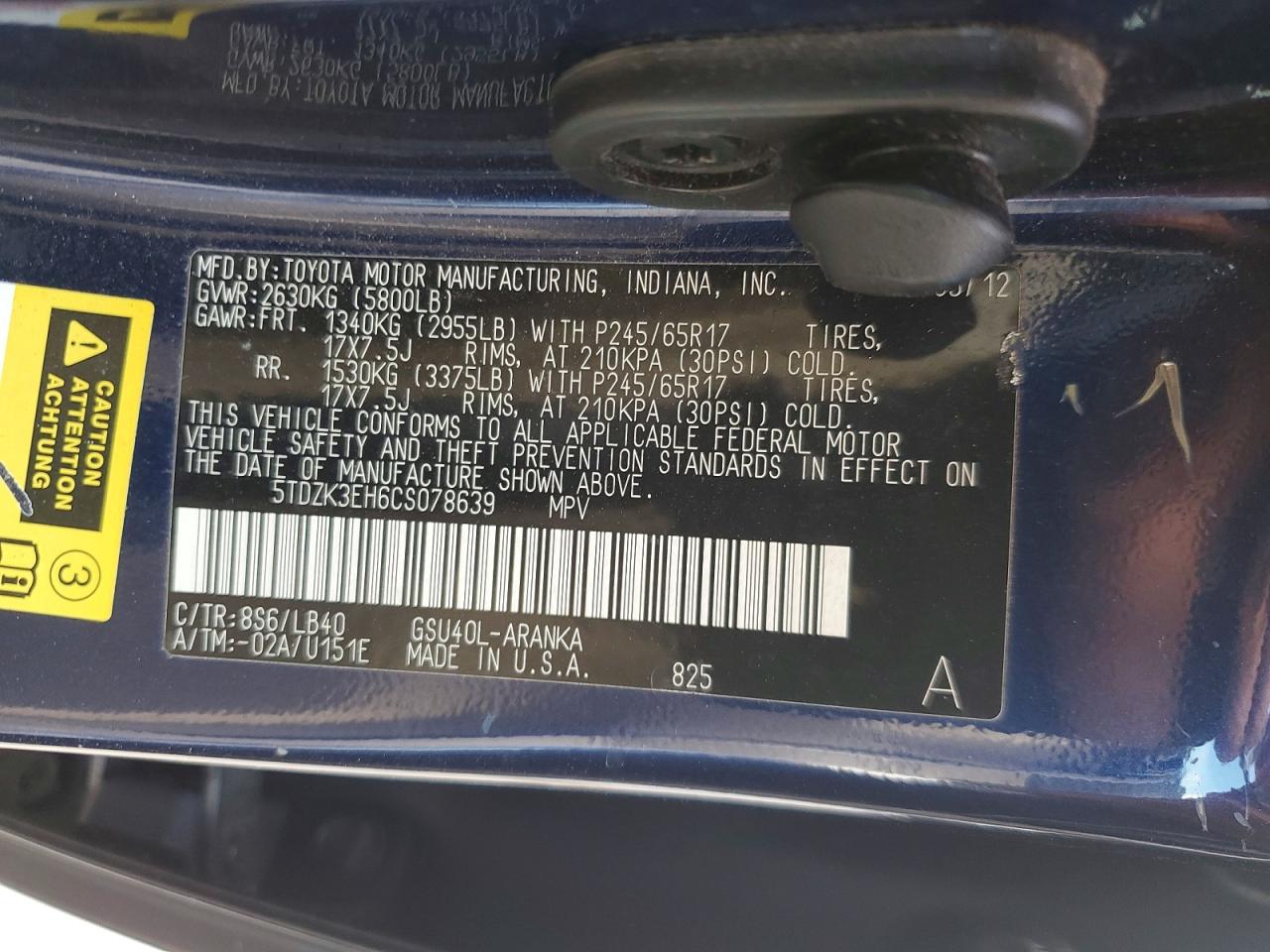 2012 TOYOTA HIGHLANDER SE photo 13