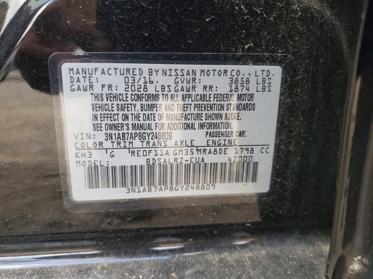 2016 NISSAN SENTRA SR photo 23