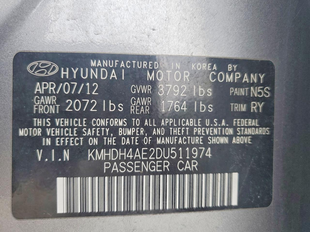 2013 HYUNDAI ELANTRA LIMITED photo 13