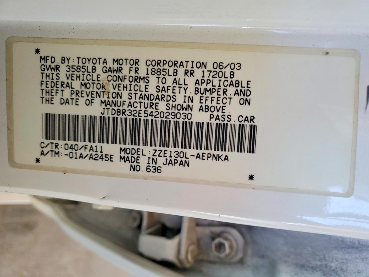 2004 TOYOTA COROLLA LE photo 23